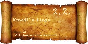 Kondás Kinga névjegykártya